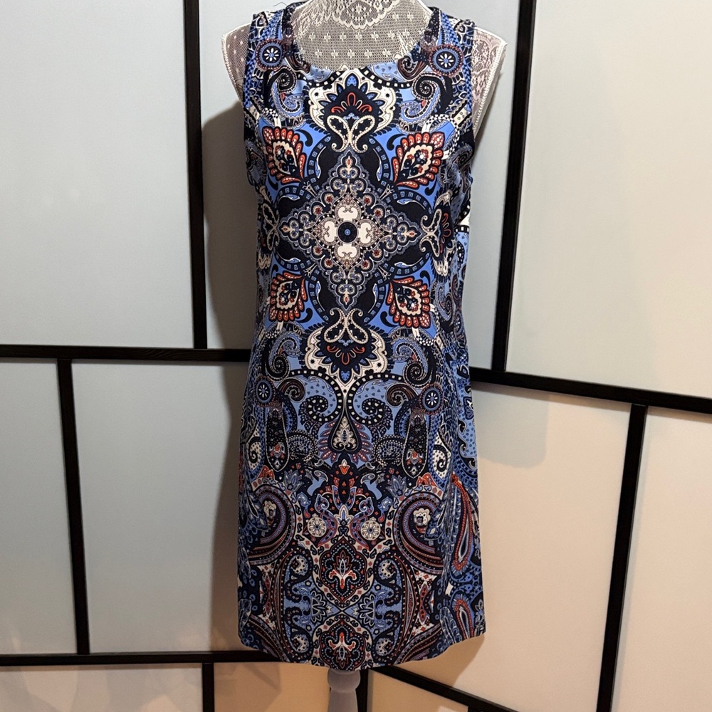 Charter Club Blue Paisley Print Sleeveless Mini Dress